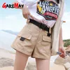 Damesborrels Zomer Hoge taille met riem Black Streetwear Classic Cargo Harajuku Khaki voor Vrouwen 210428