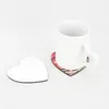 Dikke Houten DIY Gift Cup Mat Sublimatie Hartvorm Cups Pad voor Koffiemok Valentijnsdag Dalerijdecoratie Wll-WQ602