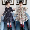 Meninas vestido de inverno manga comprida floral outono engrossar crianças vestidos de princesa para meninas roupas plissado crianças vestido 12 13 anos q0716