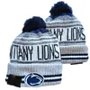 NIEUW Heren Blauw Zwart NCAA Gebreide Beanie Cap Wol Warm Sport Gestreept Zijlijn Noord USA College Cuffed Pom Beanie Hoeden Heren Dames Motorkap Mutsen Schedelhoed