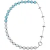 Reflecterende blauwe en witte parel kruis stiksels ketting persoonlijkheid sleutelbeen ketting korte choker