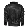 Broderi Biker Coat Mens Läder Zipper Fleece Jacka Motorcykeljacka Höst Vinter Faux PU Läder Jackor Casual 211110