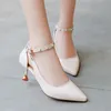 Sandals Woman 2021 Summer Women Shoes Ankle Strap Large Size White Hollow High Heels Ladies Pointed Sexy Shoe Sandalias Mujer