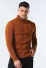 Aiopeson smal passform pullovers turtleneck män avslappnad grundläggande solid färg varm randig tröja mens vinter mode sweaters man 210909