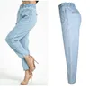 Depontering Elastisk midja Hög midja Jeans Kvinnor Streetwear Straight Femme 100% Bomull Loose Denim Mom 210708