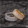 Band Drop Delivery 2021 Fashion Mens Rings Hip Hop Jewelry High Quality Gold Sier Iced Out Wedding Ring V2Lmx274O