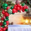 1set 75pcs Joyeux Noël Ballons Guirlande Rouge Vert DIY Ballon Chaîne Hélium Feuille Ronde Bonbons Globos Père Noël Navidad Canes 211216