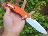 Fast Shipped Flipper Folding Knife 8Cr14Mov Satin Drop Point Blade G10 + Stainless Steel Handle Ball Bearing Knives 2 Handle Colors