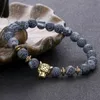 Beaded Strands Trendy Weathered Stone Leopard Head Armband For Women Men Natural Tiger Eye Lava Pärlor Armband smycken Fawn22