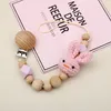 Baby Pasifier Clips Beech Pacifiers Wapother Мультфильм Кролик Держатель Держатель из бисера Зажим Цепи Ниппель Teether Дикетные Ремешки Цепи Младенческая