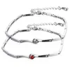 Bracelets de cheville PINKSEE cuivre pour femmes rouge blanc cristal matériel couleur argent chaîne pieds nus sandales cheville bijoux Roya22