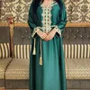 Abbigliamento etnico Eid Abito lungo in raso Donna Moda musulmana Abaya Elegante ricamo Islamico Dubai Arabo Marocchino Caftano Abito verde