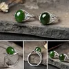 Green Jade Emerald Gemstones Zircon Diamonds Rings for Women White Gold Silver Jewelry Argent Bijoux Vintage Bague Party Gifts Clu7129282