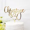 Personlig Namn Födelsedagstårta Topper Custom Age Cake Topper Unik Guld Silver Akryl Träparty Inredning För Födelsedag 210925