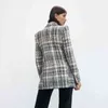 Automne et hiver Casual Plaid Texture à double boutonnage avec épaulettes Veste de costume Femme 211122