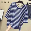 oversize Summer Women Knitted Pullover Tops Short Sleeve Loose O-Neck Pull Jumper Female Knitting Pullover Sweater Femme Top 210604