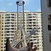 Base in vetro trasparente spesso Bong Beaker Narghilè Fondo rotondo pesante con collettore Giù stelo Ciotola Bubbler Dab Rig Bong Pipa ad acqua Strumenti per fumare