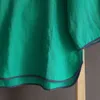 Johnature Vrouwen Groene Shirts Chinese Stijl Blouses Button Ramie Zomer Hoge Kwaliteit Vintage Women Shirts en Tops 210521