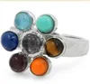 7 Chakras Beads Ring for Women Vintage Silver Plated Yoga Tiger Eyes Stone Adjustable Open Rings Boho Ethnic Jewelry Gift