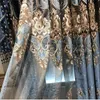Europe Blackout Curtain Bedroom Living Room Villa Luxury Retro Blue Door Window Drapes Water Soluble Embroidery X771F 210712