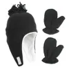 Cappello e guanti invernali per bambini Set da 2 pezzi Polar Fleece Warm Toddler Baby Boy Girl Bomber Hat Guanto 0-8T Cappelli per bambini Cappellini 210713
