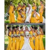 인어 노란 신부 들러리 드레스 아프리카 여름 정원 시골 웨딩 파티 하녀 명예 가운 플러스 크기 사용자 정의