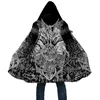 Men's Wool & Blends Viking Style Raven Of Odin Cyan 3D Printed Duffle Pullovers Coat Overcoat Thick Warm Hooded Cloak Coat For MenTopcoat Wi