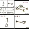 Bell Button Drop Delivery 2021 G23 Titanium Belly Bar Nombril Anneaux Courbé 14G Cristal Double Pierre Claire Gem Mode Corps Piercing Bijoux V