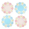 4 PCS/Set Coasters for Drinks Non-Slip PVC Cup Mat Tabletop Protection Daisy Flower Pattern Heat Insulation Placemat LLA9430