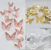 3D Metal Texture Paper Hollow Butterfly Wall Stickers Decorazione della casa Soggiorno Badroom Simulazione Tinta unita Alta qualità Moderno Semplice SN2682