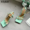Eilyken 새로운 패션 좁은 밴드 검투사 샌들 여성 얇은 하이힐 펌프 우아한 광장 발가락 발목 버클 스트랩 파티 신발 x0523