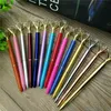 2021 22 Färg Luxury Big Crystal Diamond BallPoint Pennor Fashion School Office Supplies Ny Design Big Gem Metal Ball Pen Studentgåva