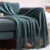 Textil City Hem Dekorativ förtjockad stickad filt Corn Grain Waffle Embossed Winter Warm Tassels kasta sängkläder 130x240cm 211122