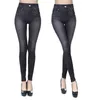 Femmes Polaire Doublé Hiver Jeggings Leggings Sans Couture Lady Casual Taille Haute Faux Jeans Denim Slim Crayon Pantalon 211215