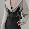 [EAM]ルーズフィットコントラストカラー包帯ショートウールコートパーカー長袖女性ファッション秋冬1DD2169 211104