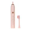 Brosse à dents électrique ultrasonique puissante IP67, brosse à dents de chargement USB, nettoyeur de dents pour soins bucco-dentaires avec têtes de rechange - rose