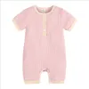 Baby rompers soild färg tjejer ribbed jumpsuits toddler pojke bodysuit bomull linne barn klättring kläder barn boutique kläder bt6620