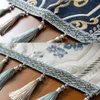 Dunxdeco Tassel Table Runner Party Long Cover Luxury European Rose Jacquard Soft Chenille Fabric Desk Dekoration Textil 210708
