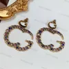 Double Alphabet Charm Earrings Luxury Letter Pendants Stud Women Colorful Rhinestone Vintage Style Party Trendy Ornaments1565884