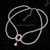 Hangende kettingen hangers sieraden Koreaanse versie elegante waardige dubbele laag blauwe ketting ketting ketting temperament mode prachtige parel c