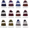 Najnowszy czapka zimowa czapki z dzianiny drużyny sportowe Baseball piłka nożna koszykówka czapka z pomponem kobiety mężczyźni Unisex moda ciepły top Skullies czapki