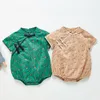 Conjuntos de roupas Estilo Chinês Verão Bebé Bebê Manga Curta Macacões Crianças Crianças Roupas Romper Cheongsam Infantil