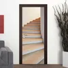 Tapeten Selbstklebender 3D-Türwand-Kühlschrankaufkleber PVC Abnehmbare Treppenabziehbilder Treppenhaus-Drucktapete Zuhause Wohnzimmer Wandbild