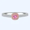 Романтический цвет желтый алмазные кольца женская квадратная имитация розовый розовый ювелирные изделия свадьба свадьба 925 стерлингового серебра
