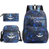 Plecak 3 SZTUK The Vampire Diaries dla School Nastolatki Dziewczyny Chłopcy Płótno Kobiety Czarny Bookbag Moda Podróż Mochilas