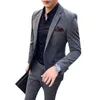 ( Jacket + Pants ) High-end Brand Stripe Formal Business Men's Suit 2Pces Set Stage Banquet Dress Groom Wedding Suit Male Blazer X0909