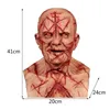 Skrämmande Bald Blood Scar Mask Skräck Blodig Huvudbonad 3D Realistisk Human Face HeadGear Emulsion Latex Vuxna Mask Andas Masque Q0806