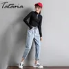 Jeans mit hoher Taille, lässig, Vintage-Waschung, Boyfriend-Jeans für Damen, Übergröße, Baumwolle, lockerer Street-Style 210514