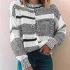 Foridol Casual Stripe Plus Storlek Tröja Pullovers Kvinnor Stor storlek Stickad Streetstyle Oversized Sweater Jumper Basic Tops 210415