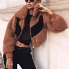 Faux Fur Short Women Winter Coat Jacket Fluffy Zipper Fickor StreetStyle Varma Windbreakers Casual Vintage Top 210427